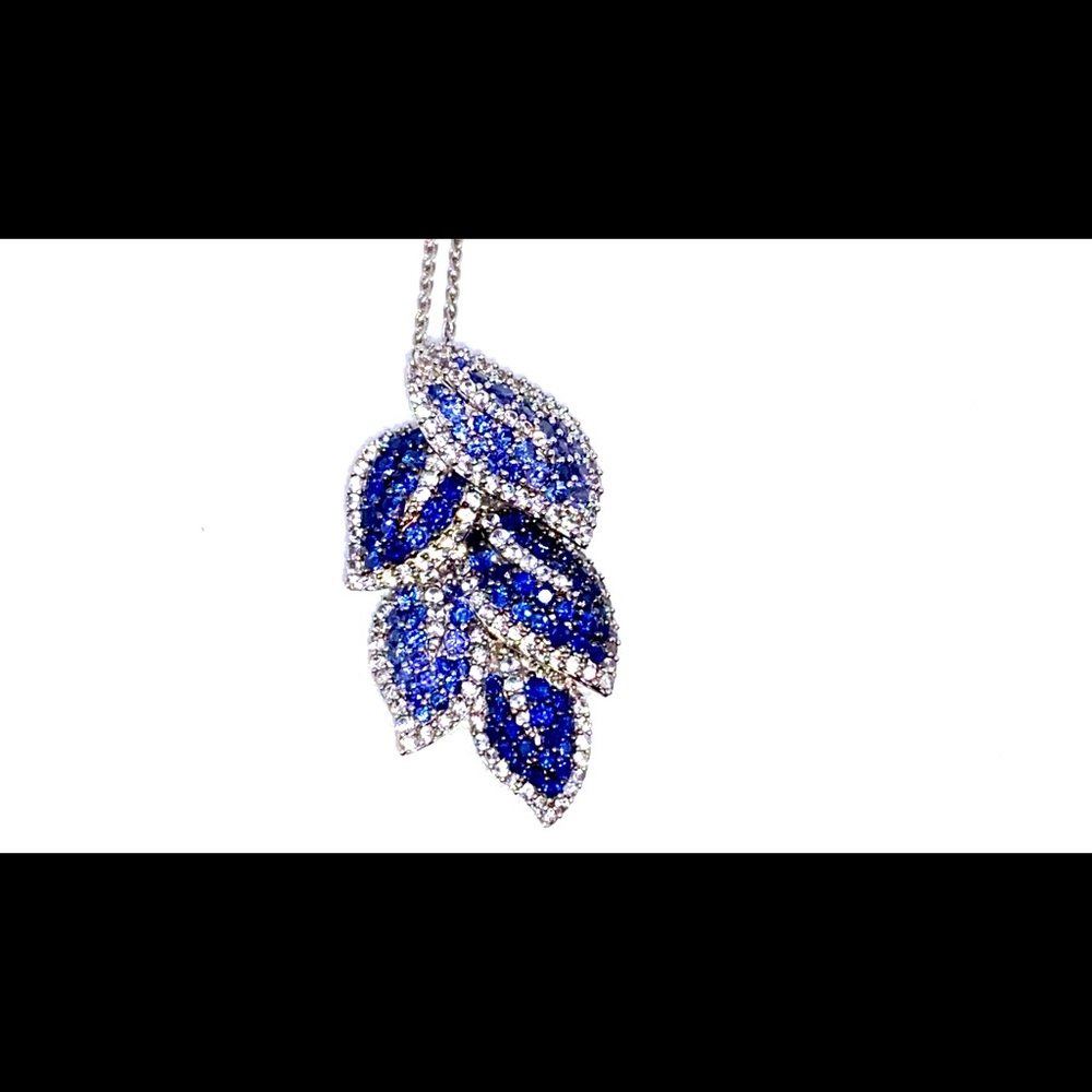 Lab-Created Blue and White Sapphire Leaf